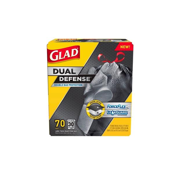 Clorox Sales Company Bag Trash 30gal Plastic Drawstring Closure 32" Black 70/Bx