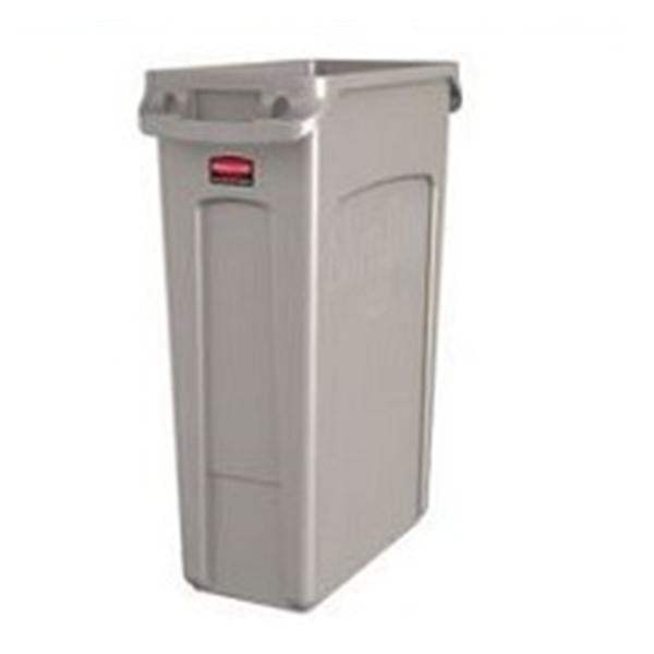 Rubbermaid Container Waste Slim Jim Plastic 23gal No Lid Gray Rectangular Ea