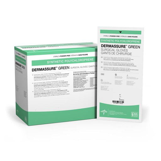 Medline Industries  Gloves Surgical DermAssure PF Neoprene LF Strl DkGrn 200Pr/Ca