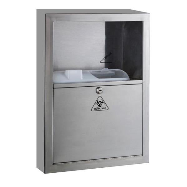 Bobrick Cabinet Sharps BD 5.4qt SS/Stn Locking Hinge Door Gray Ea