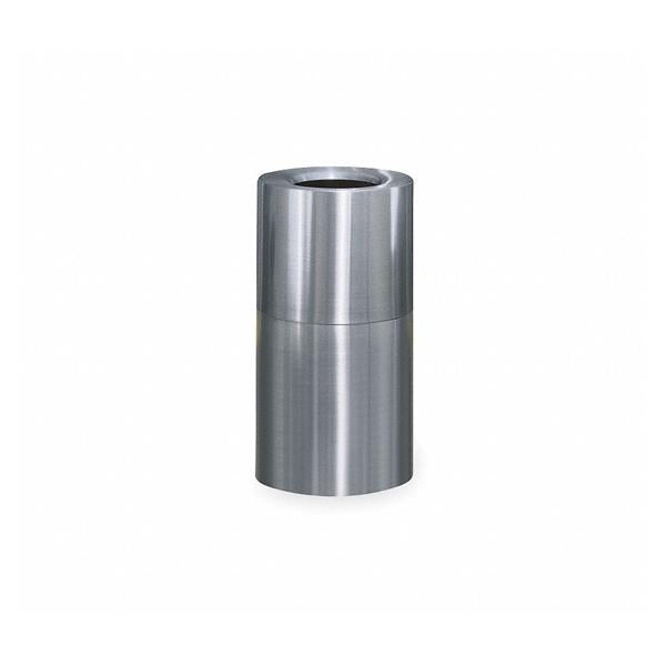 Rubbermaid Can Trash Stl 21g Crv Opn Ld Decorative/Atrm Stn Aluminium Rnd Ea
