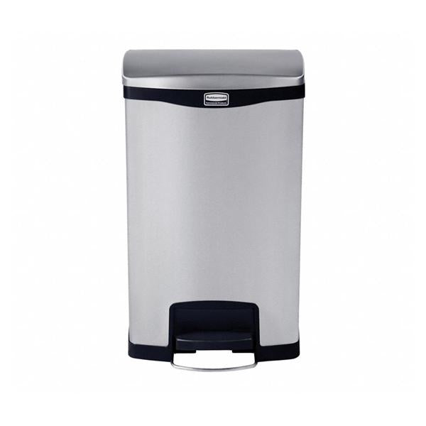 Rubbermaid Can Trash Slim Jim SS 13g StpOn Pdl Hng Ld Frnt Stp Blk Rctngl Ea