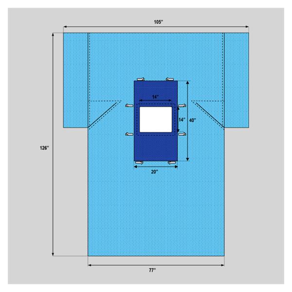 Welmed  Drape Sheet Fenestrated 105x126" Blue Sterile 12/Ca