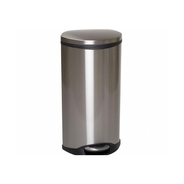 Grainger Can Trash SS/Stn 8g StpOn Pdl Flt Ld Decorative Slvr/Orng Ovl Ea
