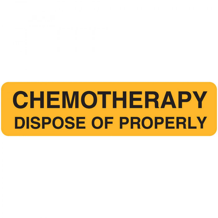 Label Paper Permanent Chemotherapy 3 1/2" X 7/8" Yellow 250 Per Roll, 4 Rolls Per Box