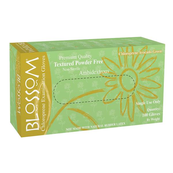 Mexpo International  Gloves Chloroprene Blossom LF PF X-Small NS Avocado Green 100/Bx, 10 BX/CR (BM 97325-CHL)