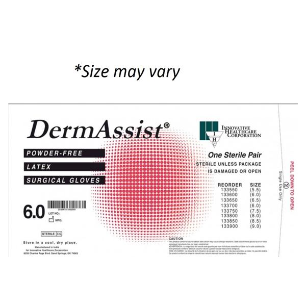 Innovative Health Care Gloves Surgical DermAssist Powder-Free Ltx 6.5 Strl Natural 50/Bx, 4 BX/CA (133650)