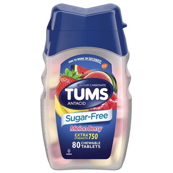 GSK Consumer Healthcare Tums EX Antacid Chewable Melon Berry Sugar Free 80/Bt, 36 BT/CA (738872)