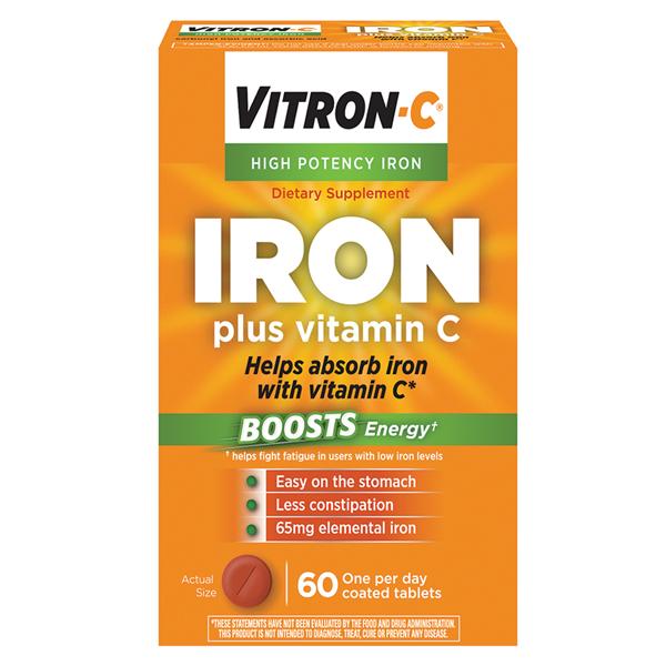 Medtech Products Vitron-C Iron Tablets 60/Bt, 12 BT/CA (12301)