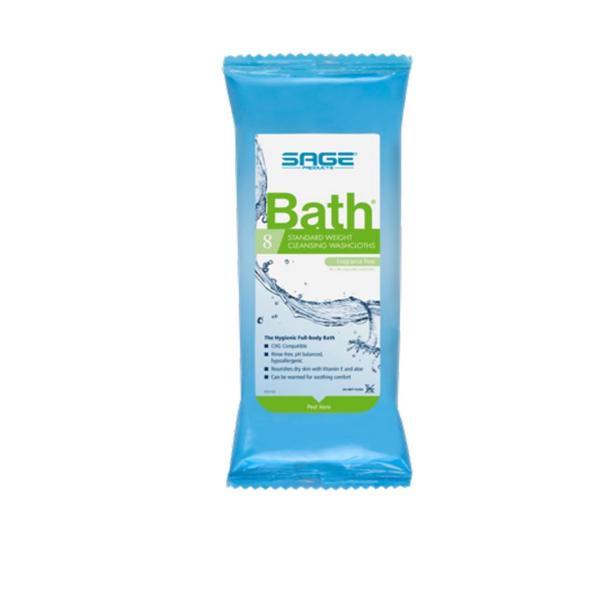 Sage Products Cloths Wash Comfort Bath 8x8" Fragrance Free Disposable 8/Pk, 40 PK/CA (7991)