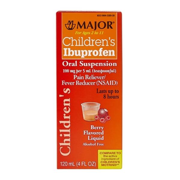 Major Pharmaceuticals Ibuprofen 100mg/5mL Oral Suspension Berry 120mL