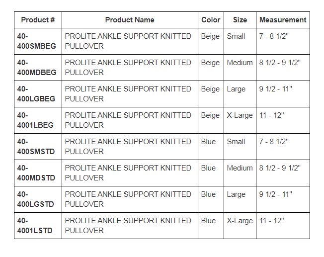 Prolite Pull On Compressive Knit Ankle Support