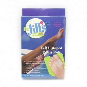 Dr Jill's Foot Pads U-Shaped Felt Pads - FELT U-SHAPED CALLUS / LESION PADS 12/PK - 1032 FELT U PADS