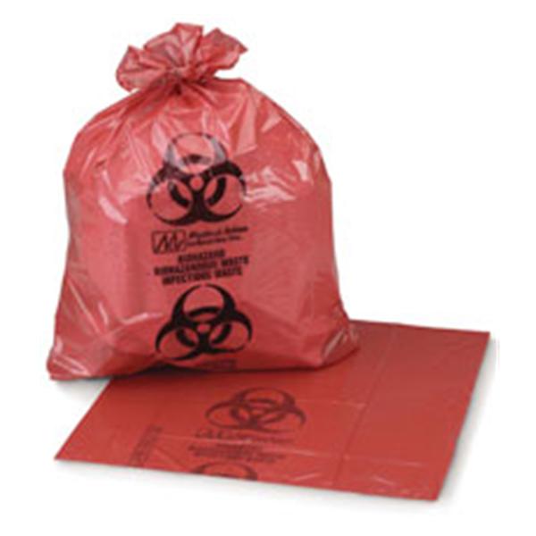 Medegen Medical Products Bag Biohazard 24x33" 12-16gal HDPE Red/Black 11mic Symbl 50X20/Ca