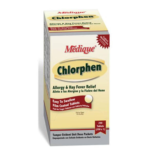 Medique Pharmaceuticals Chlorphen Tablets Unit Dose Packet 4mg 250x1/Bx, 12 BX/CA (24148)