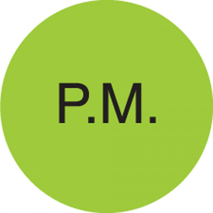 Label Paper Permanent P.M. Green 1000 Per Roll, 2 Rolls Per Box