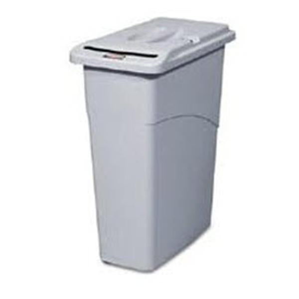 Rubbermaid Container Confidential Waste Slim Jim Plstc 23g Ld LtGry Nrw 4/Ca