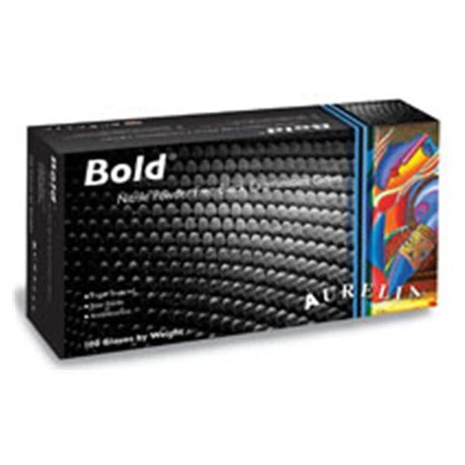 Aurelia Gloves Exam Bold Powder-Free Nitrile Latex-Free XS Black 100/Bx, 10 BX/CA (73995)