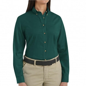 Vf Workwear-Div / Vf Imagewear (W) Ladies Long Sleeve Twill Work Shirts - Women's Long-Sleeve Meridian Performance Twill Shirt, 65% Polyester/35% Cotton, Green, Size XS - 1T11EMXS