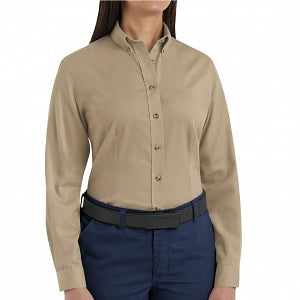 Vf Workwear-Div / Vf Imagewear (W) Ladies Long Sleeve Twill Work Shirts - Women's Long-Sleeve Meridian Performance Twill Shirt, 65% Polyester/35% Cotton, Khaki, Size 3XL - 1T11KH3XL