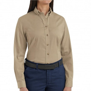 Vf Workwear-Div / Vf Imagewear (W) Ladies Long Sleeve Twill Work Shirts - Women's Long-Sleeve Meridian Performance Twill Shirt, 65% Polyester/35% Cotton, Khaki, Size XL - 1T11KHXL