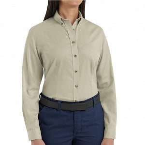 Vf Workwear-Div / Vf Imagewear (W) Ladies Long Sleeve Twill Work Shirts - Women's Long-Sleeve Meridian Performance Twill Shirt, 65% Polyester/35% Cotton, Stone, Size 2XL - 1T11STXXL