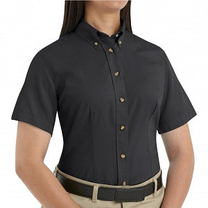 Vf Workwear-Div / Vf Imagewear (W) Ladies Short Sleeve Twill Work Shirts - Women's Shirt-Sleeve Meridian Performance Twill Shirt, 65% Polyester/35% Cotton, Black, Size 3XL - 1T21BK3XL