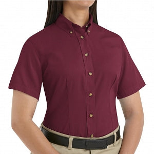 Vf Workwear-Div / Vf Imagewear (W) Ladies Short Sleeve Twill Work Shirts - Women's Shirt-Sleeve Meridian Performance Twill Shirt, 65% Polyester/35% Cotton, Burgundy, Size S - 1T21BUS