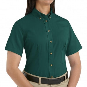 Vf Workwear-Div / Vf Imagewear (W) Ladies Short Sleeve Twill Work Shirts - Women's Shirt-Sleeve Meridian Performance Twill Shirt, 65% Polyester/35% Cotton, Emerald, Size S - 1T21EMS