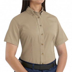 Vf Workwear-Div / Vf Imagewear (W) Ladies Short Sleeve Twill Work Shirts - Women's Shirt-Sleeve Meridian Performance Twill Shirt, 65% Polyester/35% Cotton, Khaki, Size S - 1T21KHS