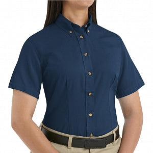 Vf Workwear-Div / Vf Imagewear (W) Ladies Short Sleeve Twill Work Shirts - Women's Shirt-Sleeve Meridian Performance Twill Shirt, 65% Polyester/35% Cotton, Navy, Size L - 1T21NVL
