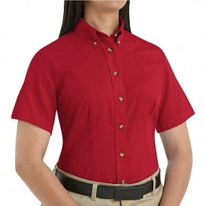 Vf Workwear-Div / Vf Imagewear (W) Ladies Short Sleeve Twill Work Shirts - Women's Shirt-Sleeve Meridian Performance Twill Shirt, 65% Polyester/35% Cotton, Red, Size XL - 1T21RDXL