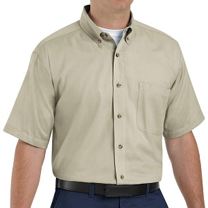 Vf Workwear-Div / Vf Imagewear (W) Men's Twill Short Sleeve Work Shirts - Men's Twill Short Sleeve Shirt, Single Pocket, 65/35, Stone, Size 4XL - 1T22ST4XL