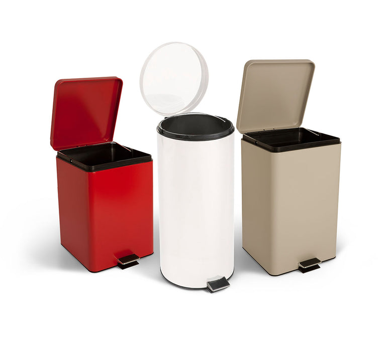 Brewer Steel Waste Containers - Step-On Steel Round Waste Can, 32 qt., Stainless Steel - 45269
