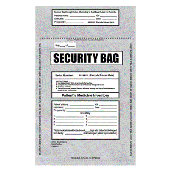 Action Health Patient Medication Bag - Patient Medication Bag with Inventory List and Tear-Off Receipt, 9" x 15" - PMB09015