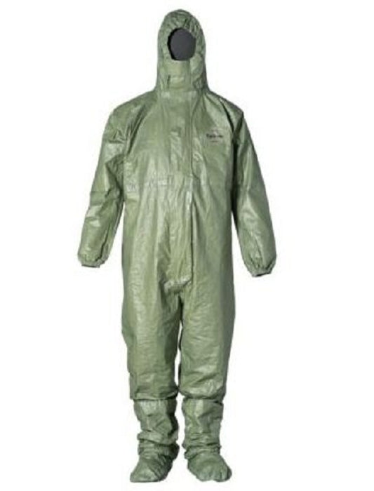 DuPont Tychem 2000 Coveralls - Tychem 2000 SFR Coverall with Hood and Socks with Boot Flaps, Green, Size M, Bulk Packed - QS128TGRMD000400