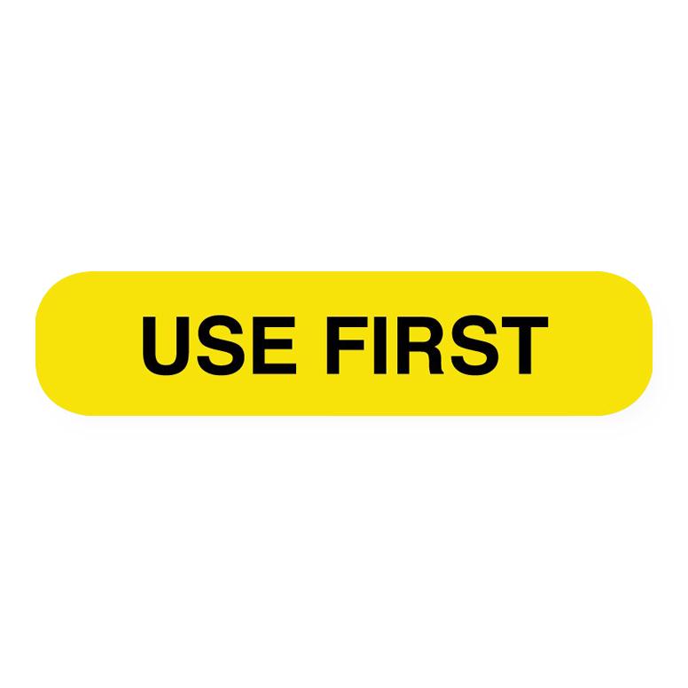 United Ad Label Medication Instruction Labels - USE FIRST Labels, Yellow, 1-5/8" x 3/8", 1000/Roll - ULRXA1248