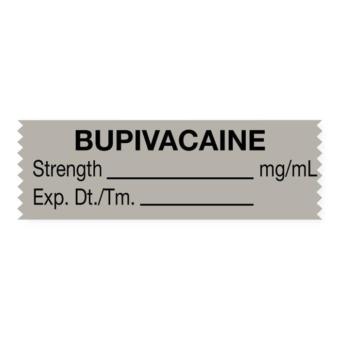 United Ad Bupivacaine Labels - Bupivacaine Labels, mg / mL and Expiration Date, Gray, 1-1/2" x 1/2", 500"-Roll - TA210