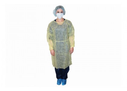 Dukal Corporation Isolation Gowns - Isolation Gown, Polyethylene-Coated, Yellow, Nonsterile, 1 Size Fits Most - 303
