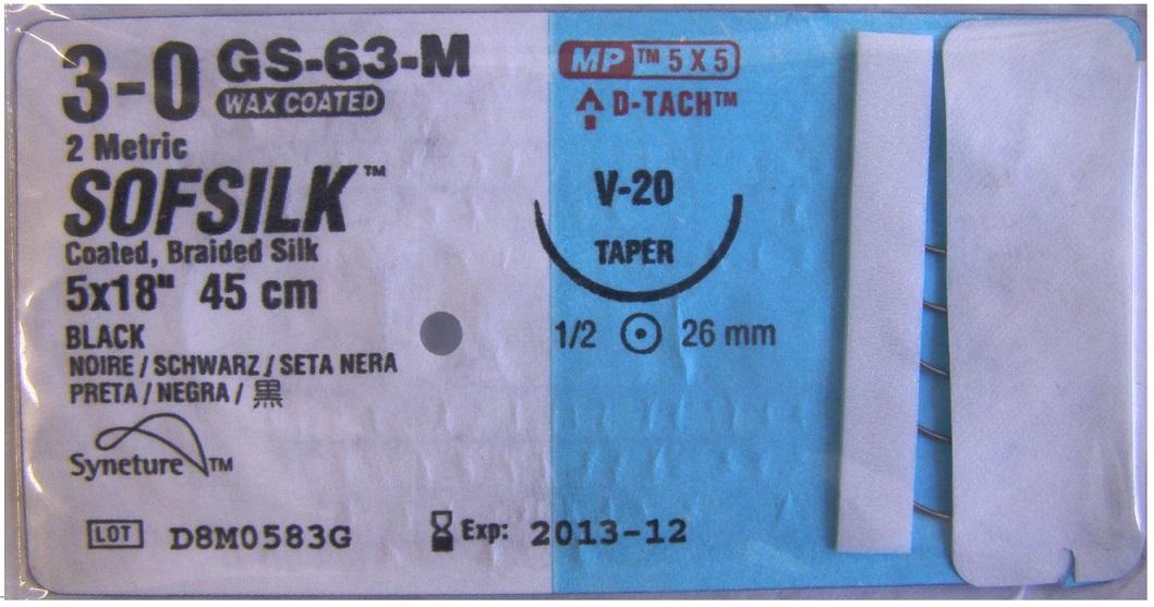 Medtronic USA Black Sofsilk Sutures - Novafil Suture, Blue, Size 5/0, 18", DX-16 Needle - XNF-1965