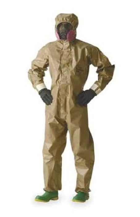 DuPont Tychem 5000 Coveralls with Attached Gloves - Tychem 5000 Coverall with Hood and Socks with Boot Flaps, Tan, Size 2XL, Bulk Packed - C3185TTN2X000600