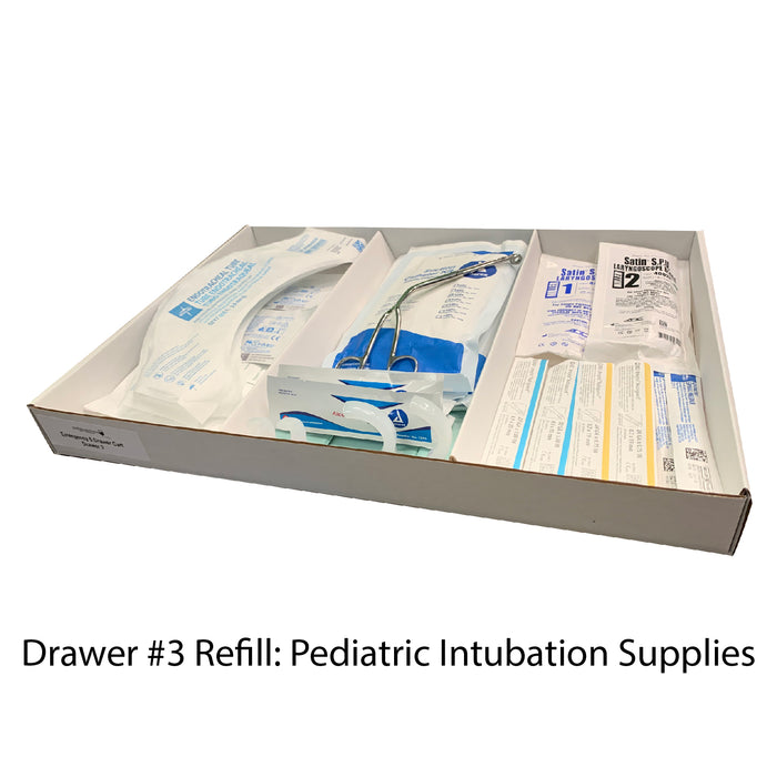 Diamedical Usa Equipment LLC Loaded Crash Cart and Drawer Kits for Educational Use - 6-Drawer Emergency Crash Cart Refill Kit for Educational Use Only, Drawer 3, Pediatric Intubation Supplies - LC037903