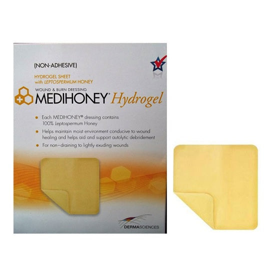 Dermasciences Medihoney Hydrogel Nonadhesive Pads - Medihoney Calcium Alginate Dressing Hydrogel Pad, 4.3" x 4.3" - 31640