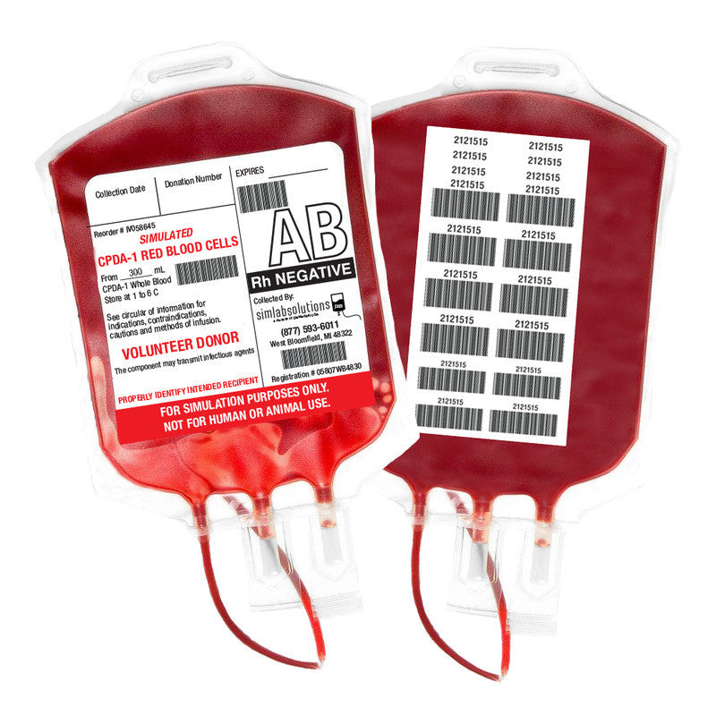 Diamedical Usa Equipment LLC Prefilled Simulated Blood Bags for Educational Use - 450 mL Prefilled Simulated Blood Bag for Educational Use Only, AB- - IV058644