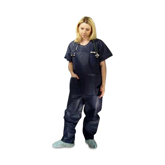 Dukal Corporation Disposable Scrub Shirts - Disposable Scrub Shirt, Dark Blue, Size 2XL - 375XXL