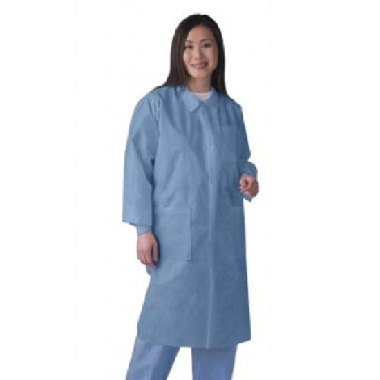 Cardinal Health Premium Knee-Length Lab Coats - Medical Lab Coat, Knee Length, Disposable, Blue, Size S - C3660MBS