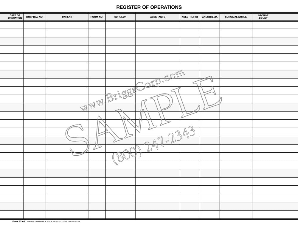 Briggs Register Books - Register of Operation Book - 573-B — Grayline ...