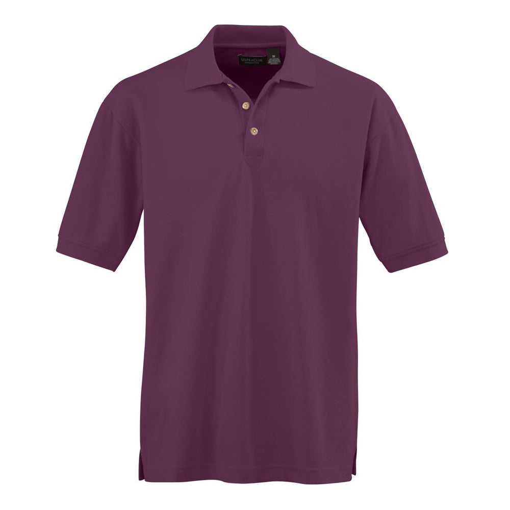 Ultraclub Men's Whisper Pique Polo - Men's Whisper Pique Polo Shirt, 60% Cotton/40% Polyester, Wine, Size 5XL - 8540WNE5XL