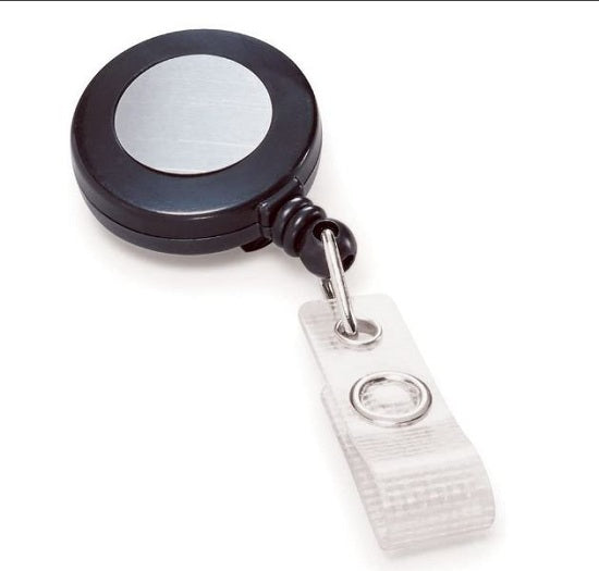 Acco BadgematesRetractable ID BadgeReel - Retractable Name Badge Reel with Clip, 3' Extension, Black - 3748022