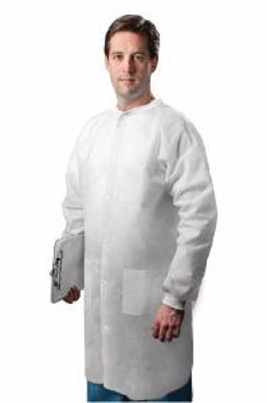 Tronex Company Lab Coats - Lab Coat, Knit Collar, Disposable, White, Size 2XL - SMS4900-40